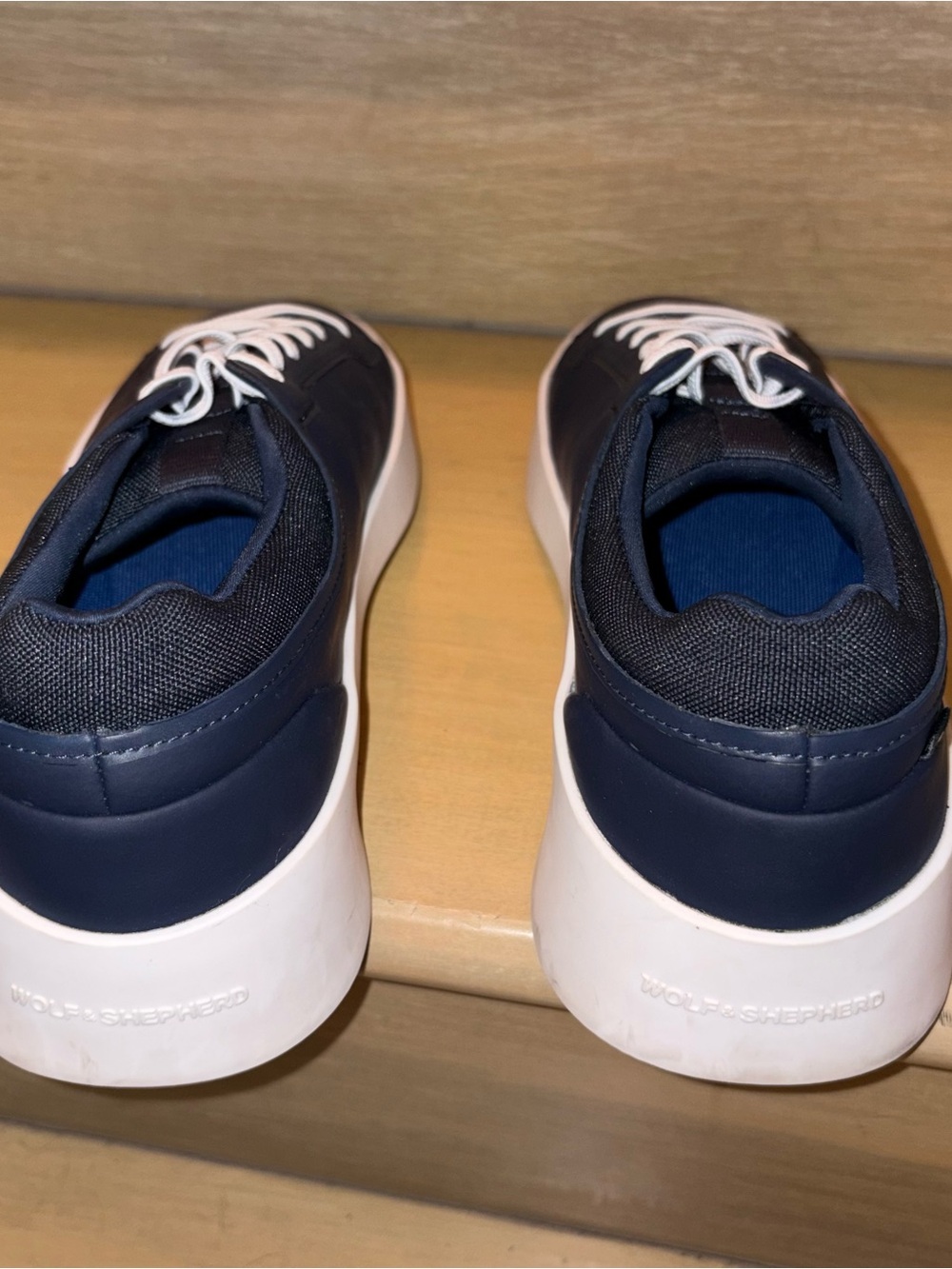 Men's Navy Lace-Up Sneakers with White Platform Sole - Picture 4 of 6